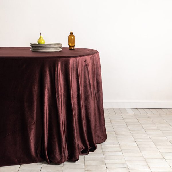 Burgundy velvet tablecloth