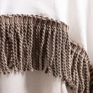 Ivory fringe linen overlay