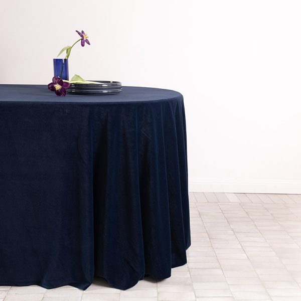 Royal blue velvet tablecloth