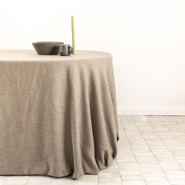 Taupe linen blend tablecloth