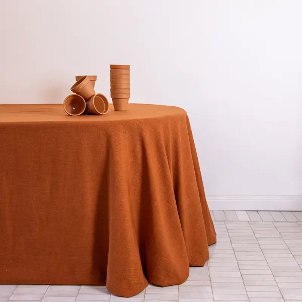 Terracotta linen blend tablecloth