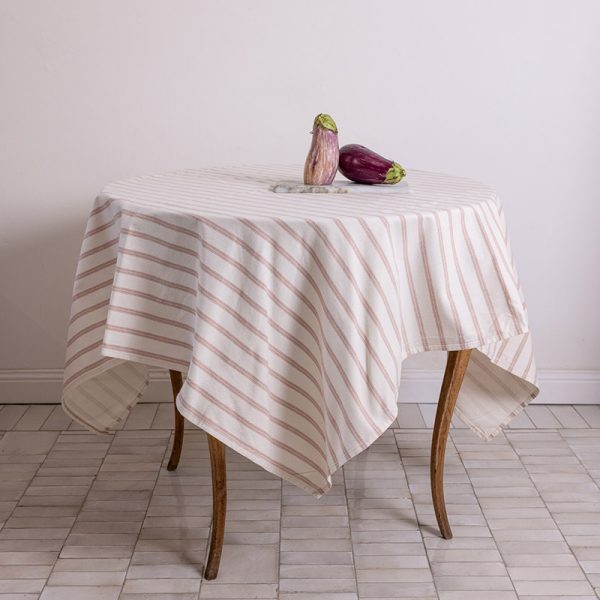 Pink stripe café tablecloth