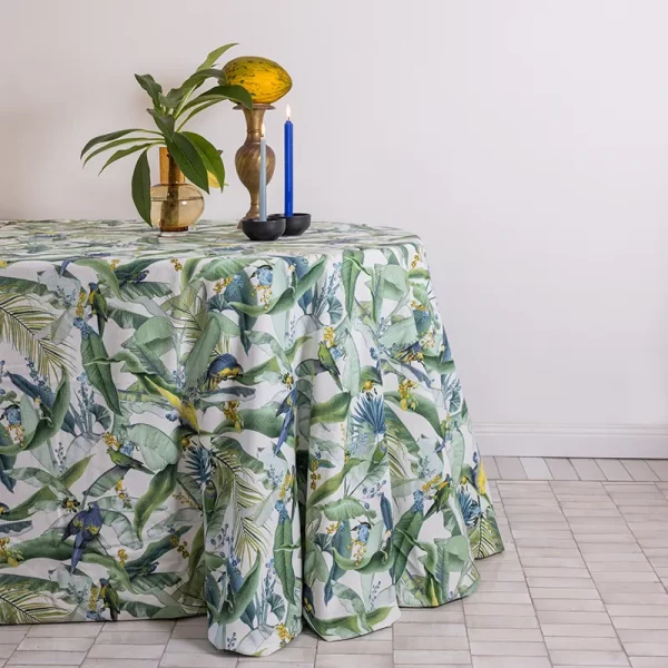 Macaw Jade linen tablecloth