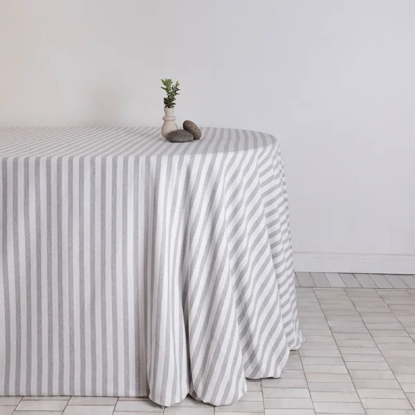 Charcoal stripe cotton tablecloth