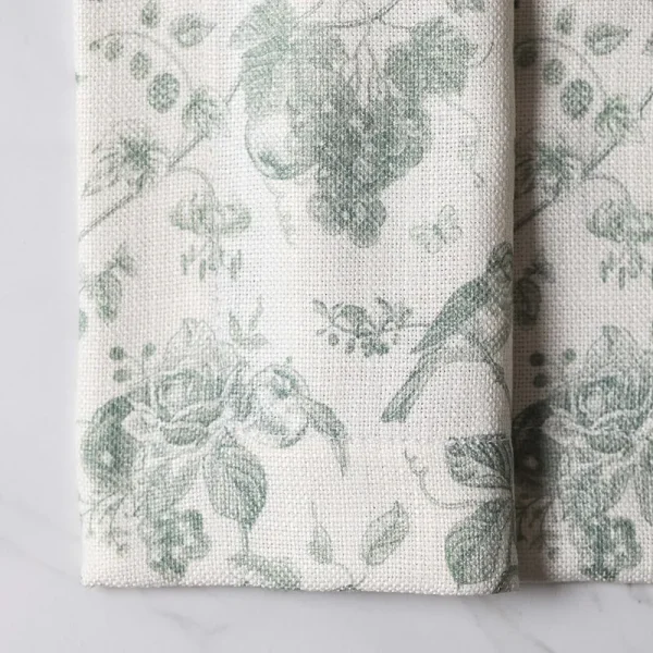 Green toile linen blend napkin