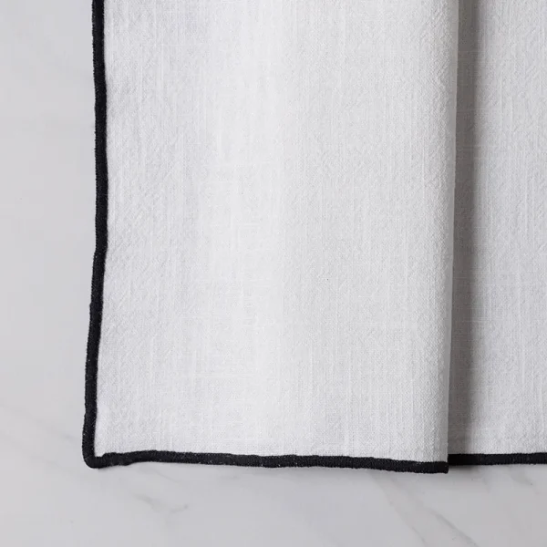 Black embroidered edge linen napkin