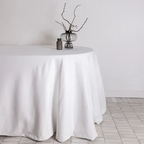 White round cotton blend tablecloth
