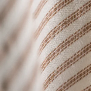Ticking clay stripe fringe café tablecloth