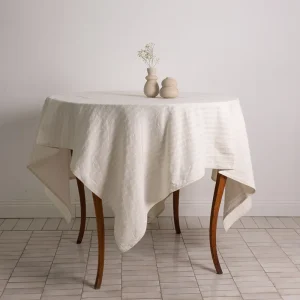 Ticking natural café stripe tablecloth