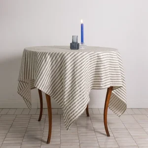 Ticking olive café stripe tablecloth