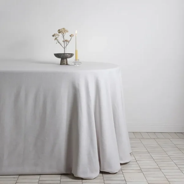 Additional Length Heritage White Linen Blend Tablecloth