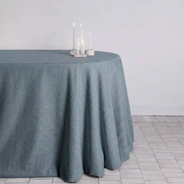 Washed slate linen blend tablecloth